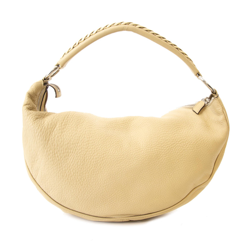 Authentic second hand vintage Versace Ivory Half Moon Shoulder Bag buy online webshop LabelLOV