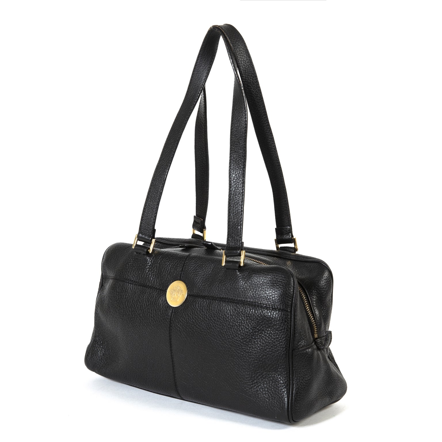 Versace Black Leather Medusa Shoulder Bag now for sale at labellov vintage fashion webshop belgium