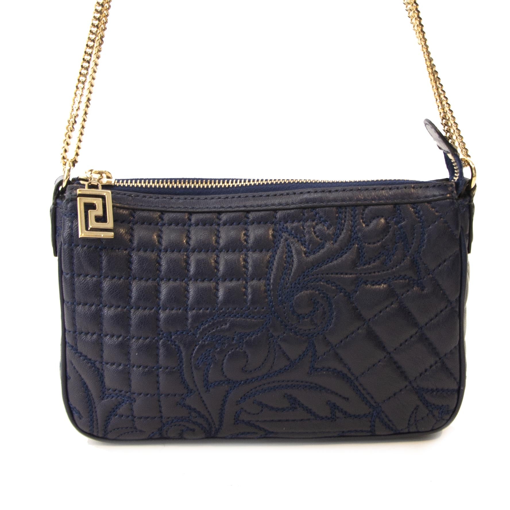 Gianni Versace Vanitas Blue Quilted Crossbody Bag