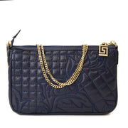 Gianni Versace Vanitas Blue Quilted Crossbody Bag
