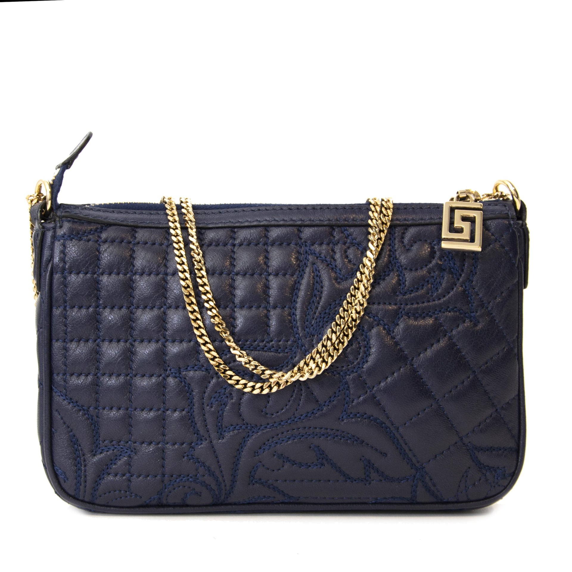 Gianni Versace Vanitas Blue Quilted Crossbody Bag