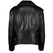 Versace Leather Shearling Biker Jacket - Size 38