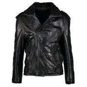 Versace Leather Shearling Biker Jacket - Size 38
