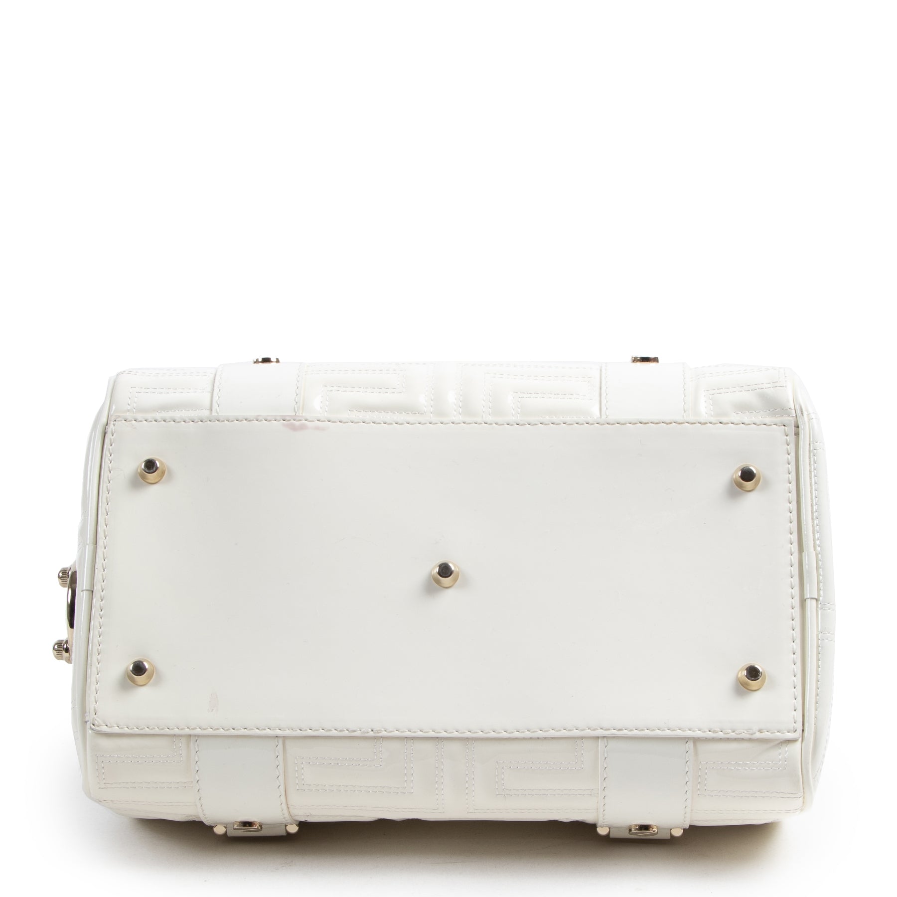 Authentic secondhand Gianni Versace Couture White Patent Leather Top Handle Bag designer bags fashion luxury vintage webshop safe secure online shopping