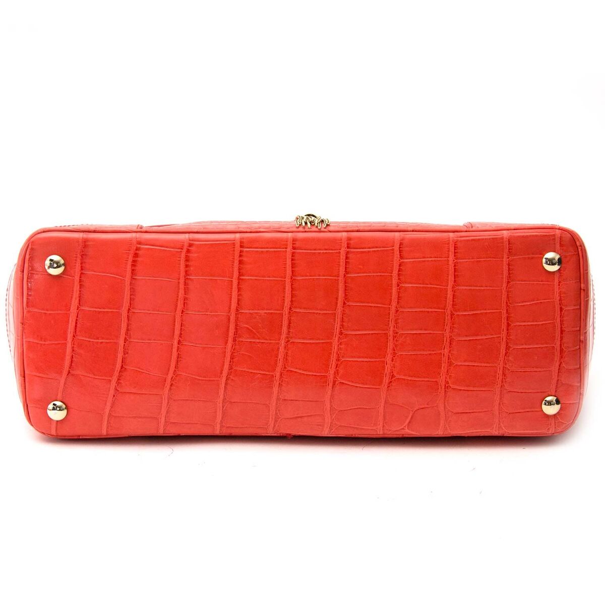 Achetez un authentique Versace Croco sac de main dans le couleur orange pour le bon prix chez LabelLOV.