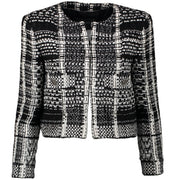 Chanel Black & White Checked Tweed Jacket - Size FR 42