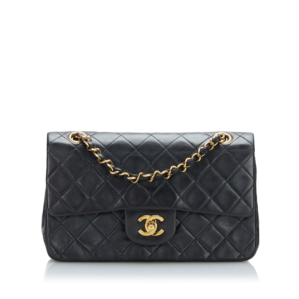 Shop safe online at Labellov in Antwerp, Brussels and Knokke this 100% authentic second hand Chanel Black Lambskin Small Classic Flap Bag