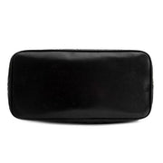 Chanel Vintage Black Lambskin Leather Tote Bag with Silver Medallion