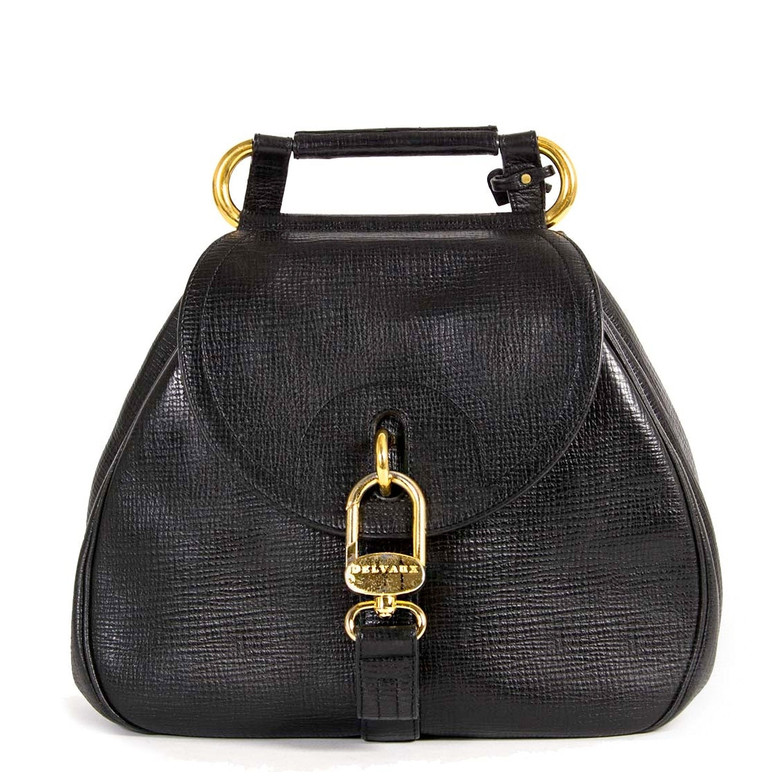 Sac à dos / à bandoulière Delvaux Cerceau en cuir noir