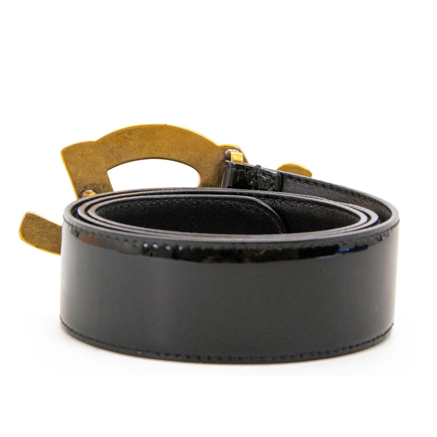 Yves Saint Laurent Black Leather Belt - Size 95 for sale at labellov antwerp