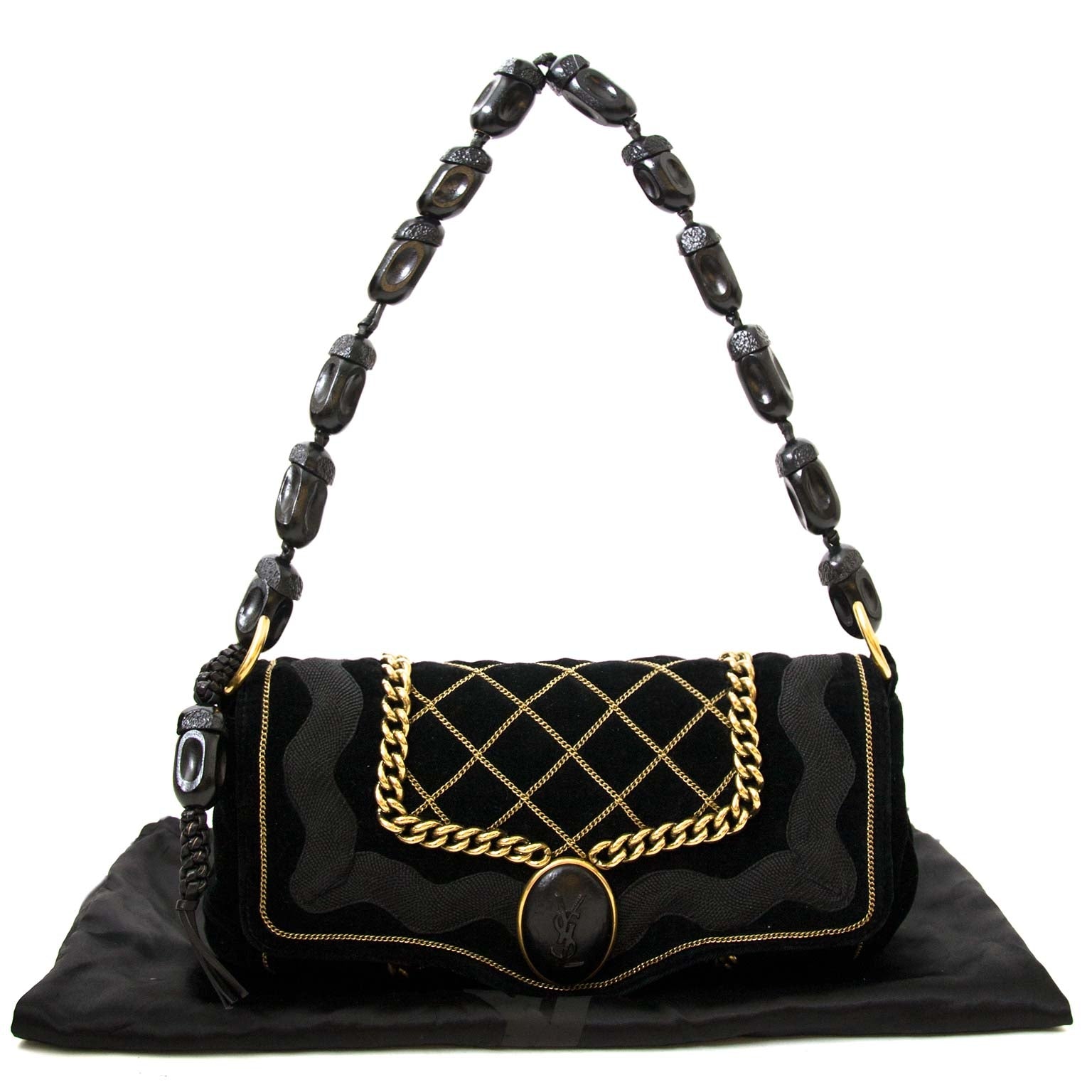 100% authentic Yves Saint Laurent Black Velvet Luxembourg Bag