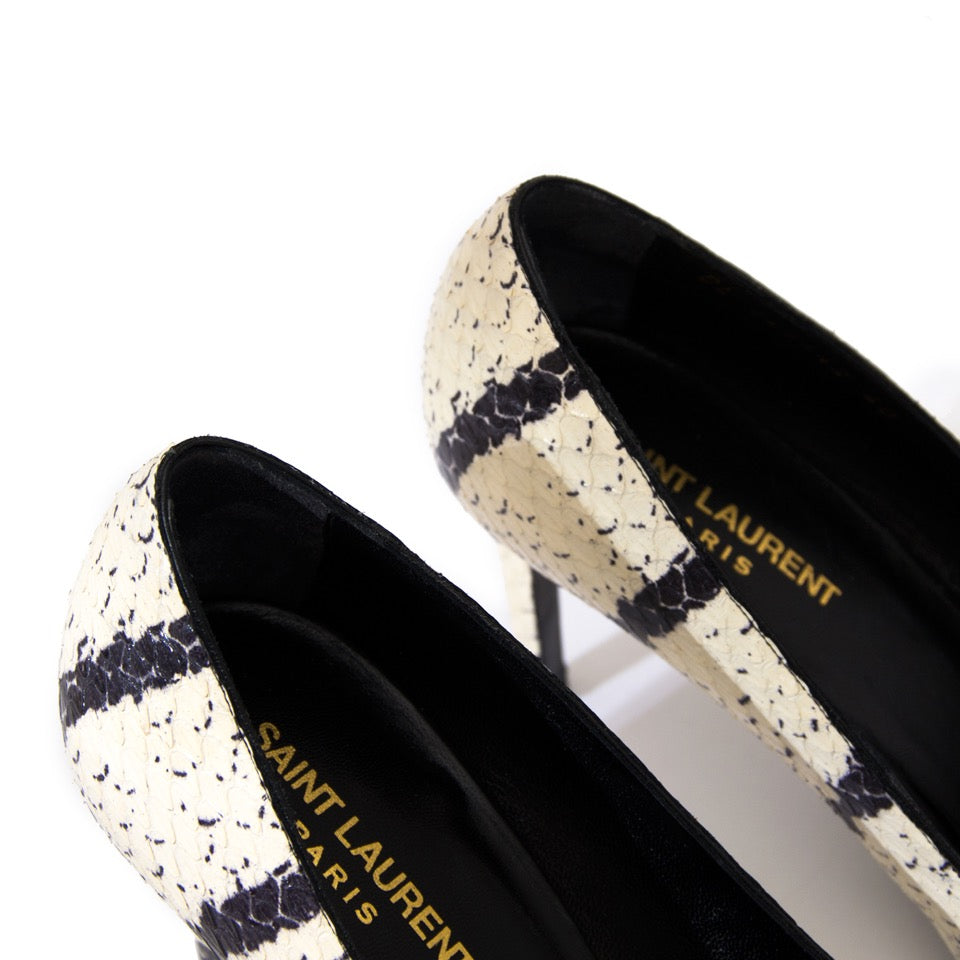 Saint Laurent Black And White Python Heels best price like new