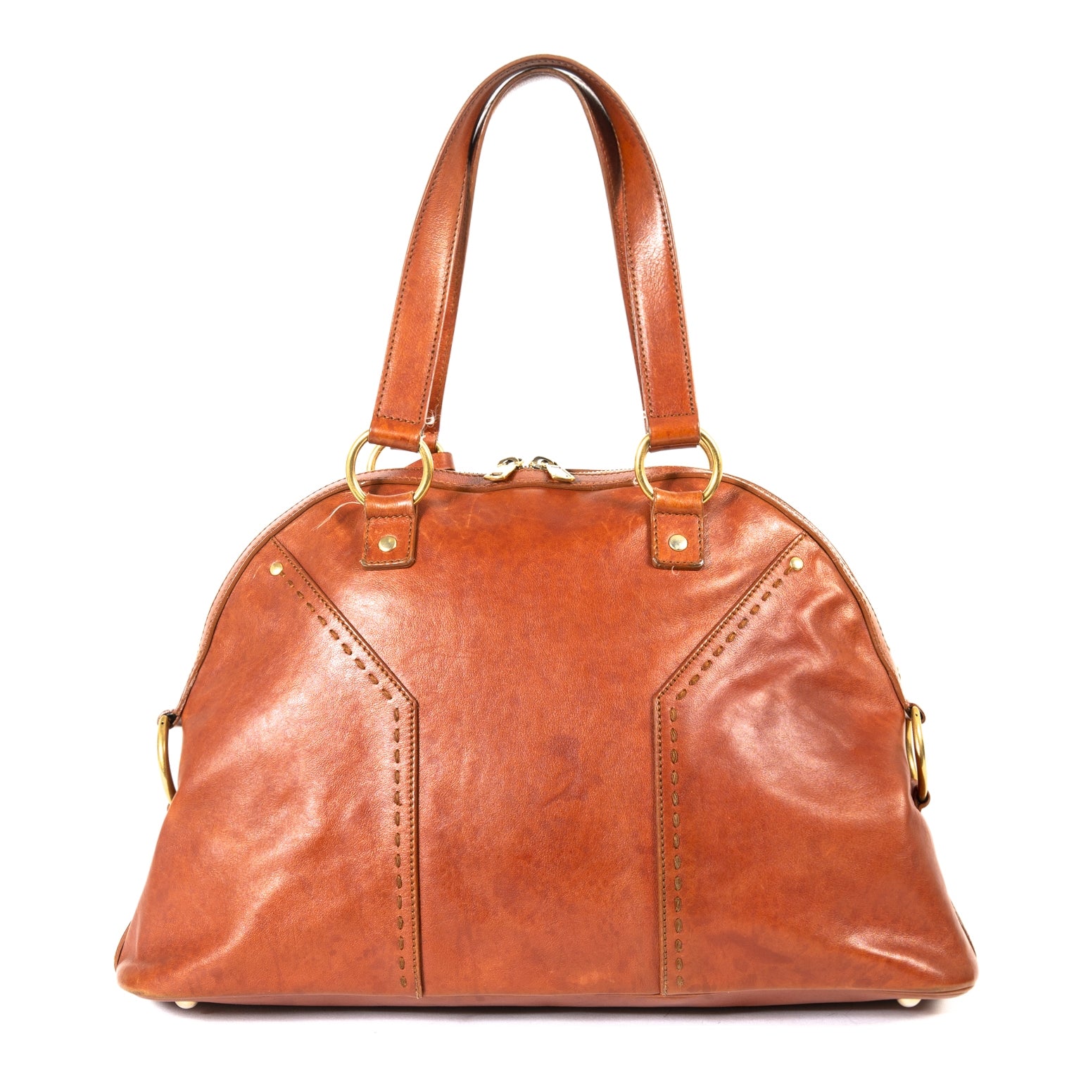 Yves Saint Laurent Muse One Bourbon Leather Bag now for sale at labellov vintage fashion webshop belgium