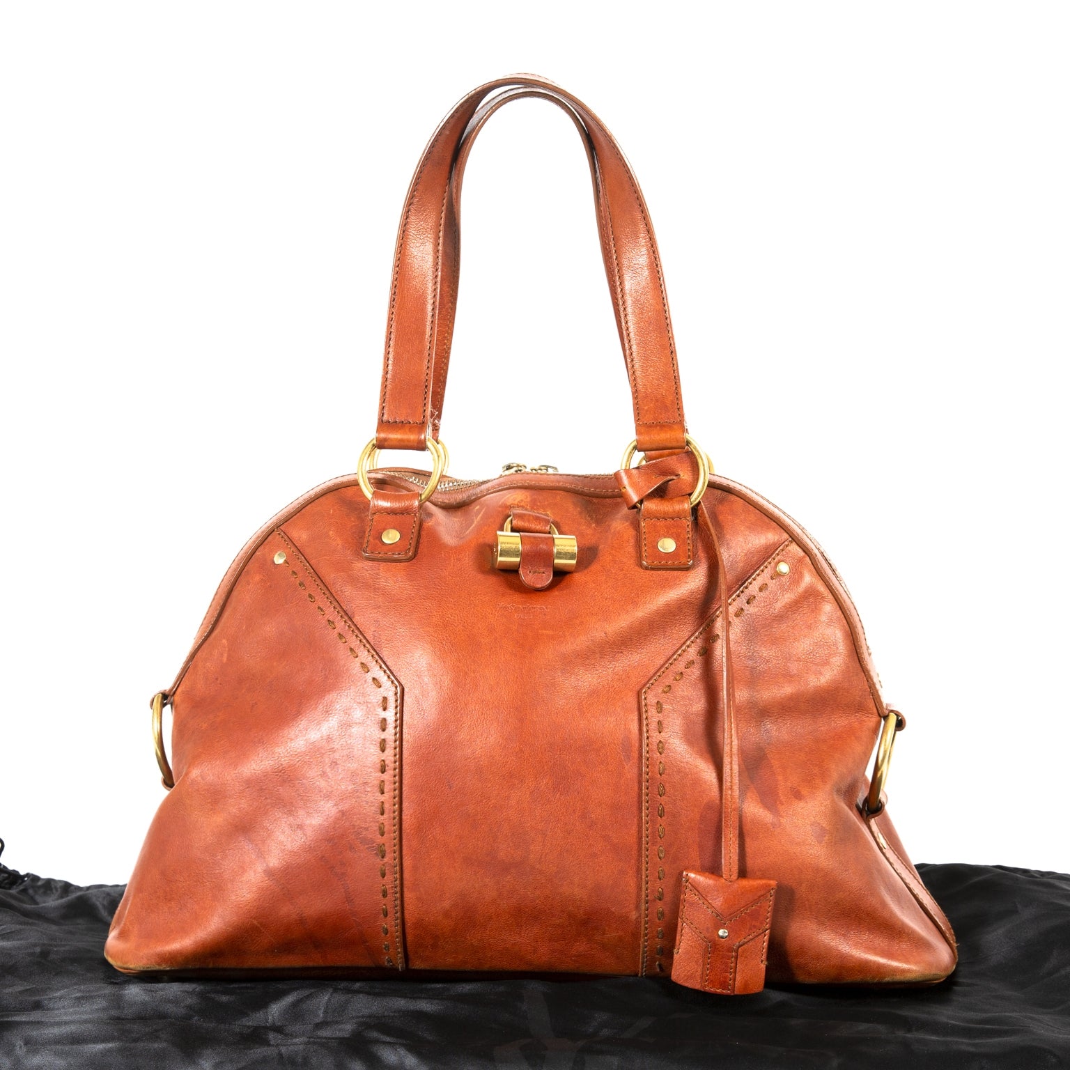 Yves Saint Laurent Muse One Bourbon Leather Bag now for sale at labellov vintage fashion webshop belgium