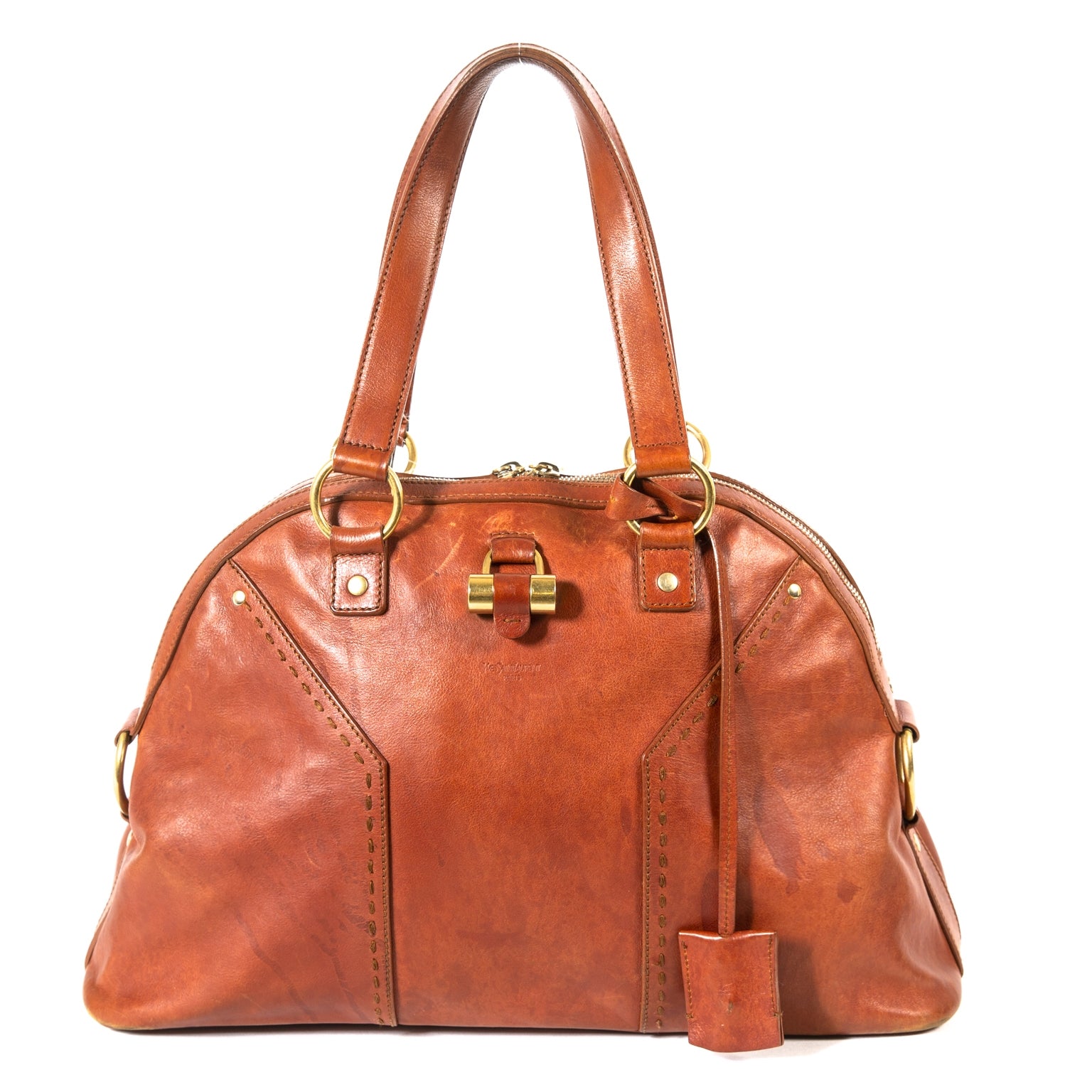 Yves Saint Laurent Muse One Bourbon Leather Bag now for sale at labellov vintage fashion webshop belgium