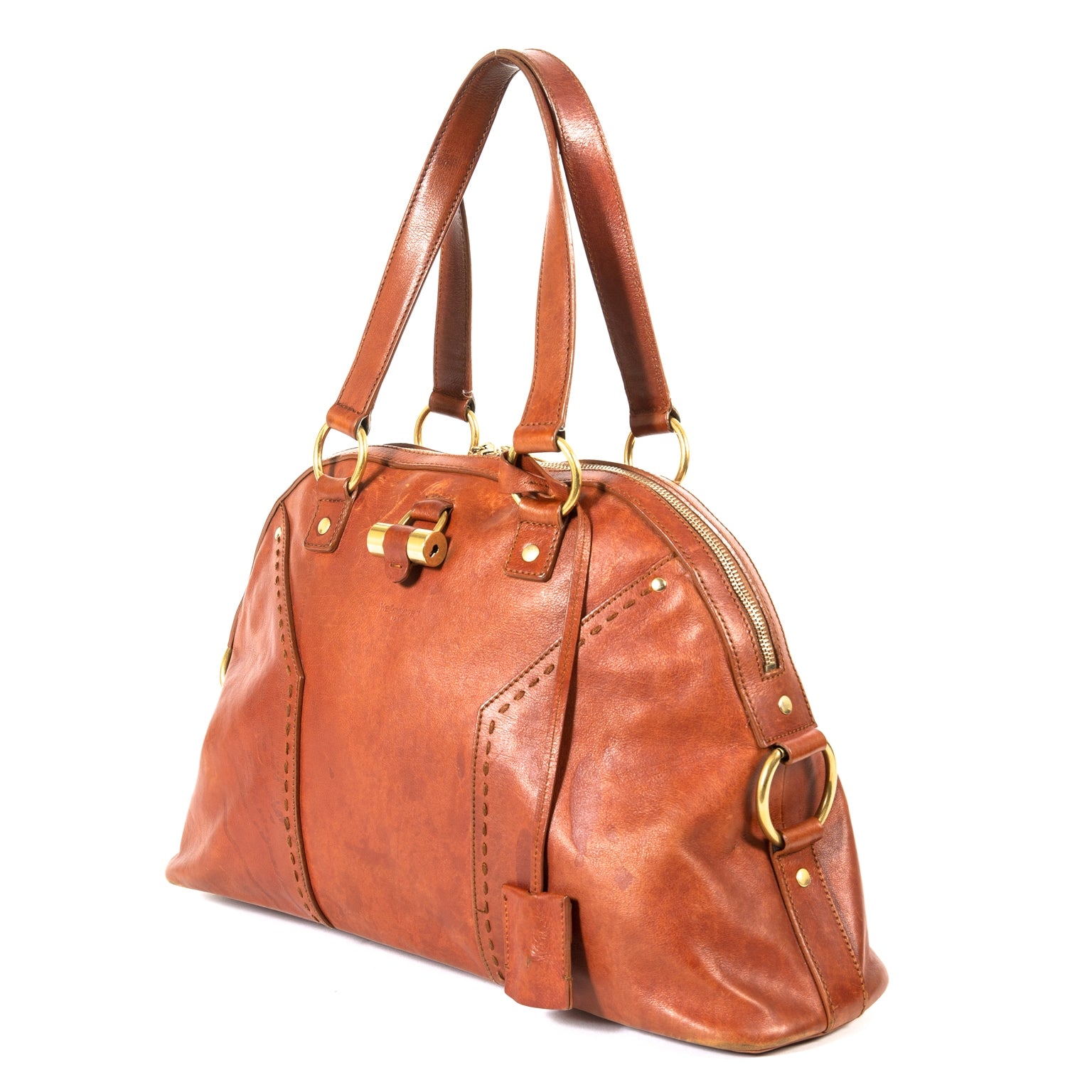Yves Saint Laurent Muse One Bourbon Leather Bag now for sale at labellov vintage fashion webshop belgium