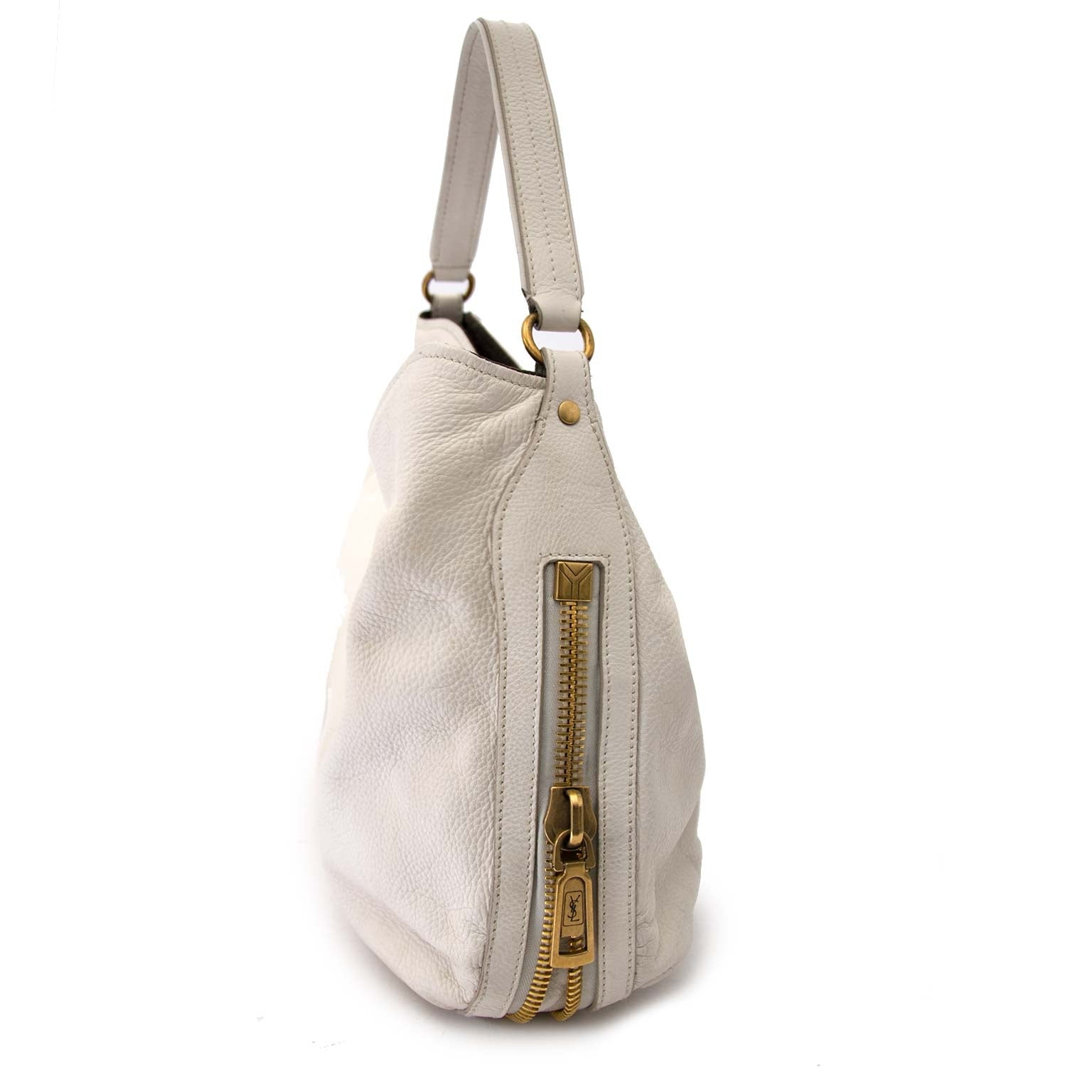 Yves Saint Laurent White Caviar Leather Hobo Bag Buy authentic designer Yves Saint Laurent YSL secondhand bags at Labellov at the best price. Safe and secure shopping. Koop tweedehands authentieke Yves Saint Laurent tassen bij designer webwinkel labellov