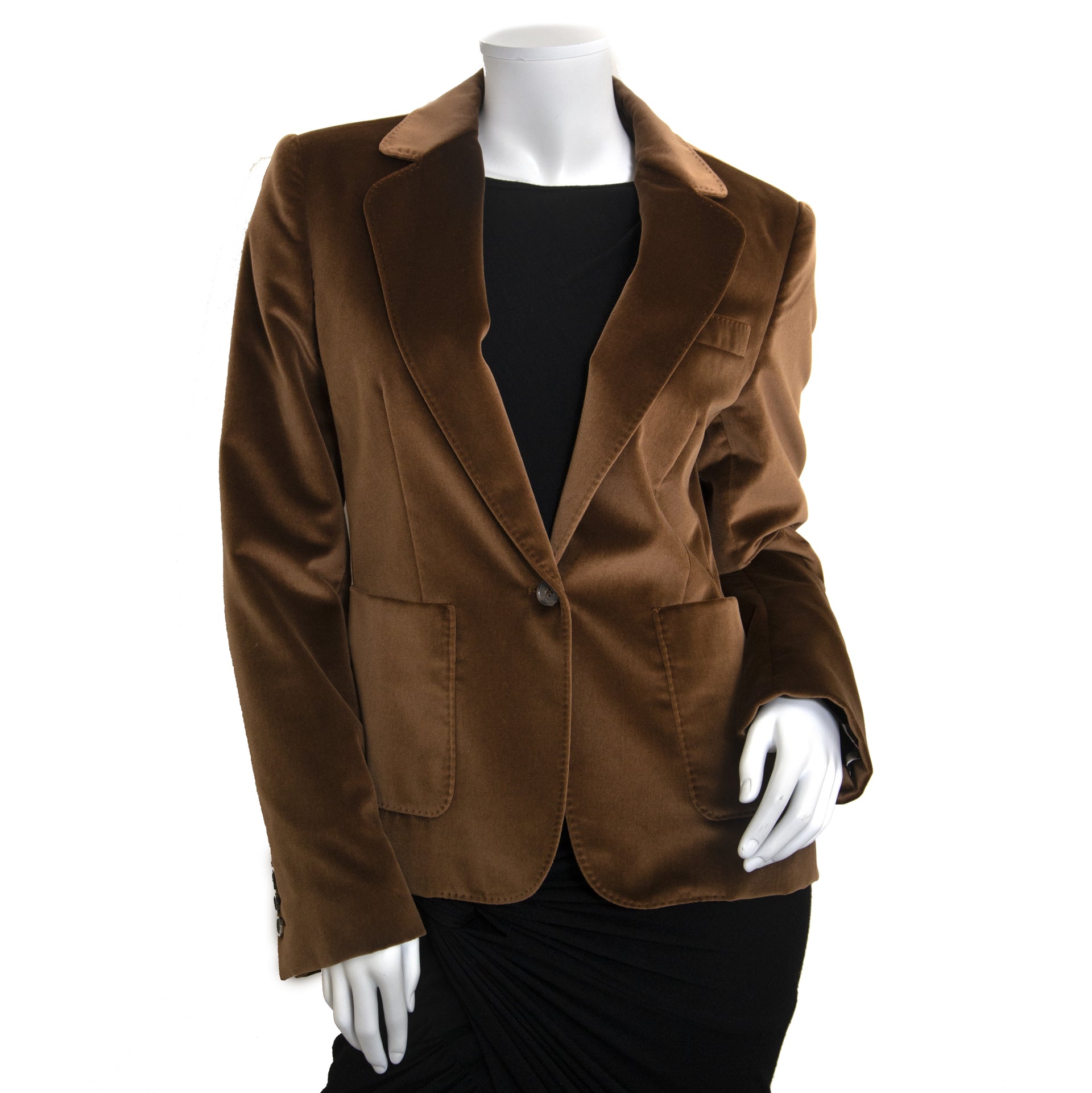 Authentic secondhand vintage Dolce & Gabbana Brown Velvet Blazer shop online webshop LabelLOV