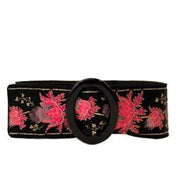 Yves Saint Laurent Black Belt with Pink Flowers