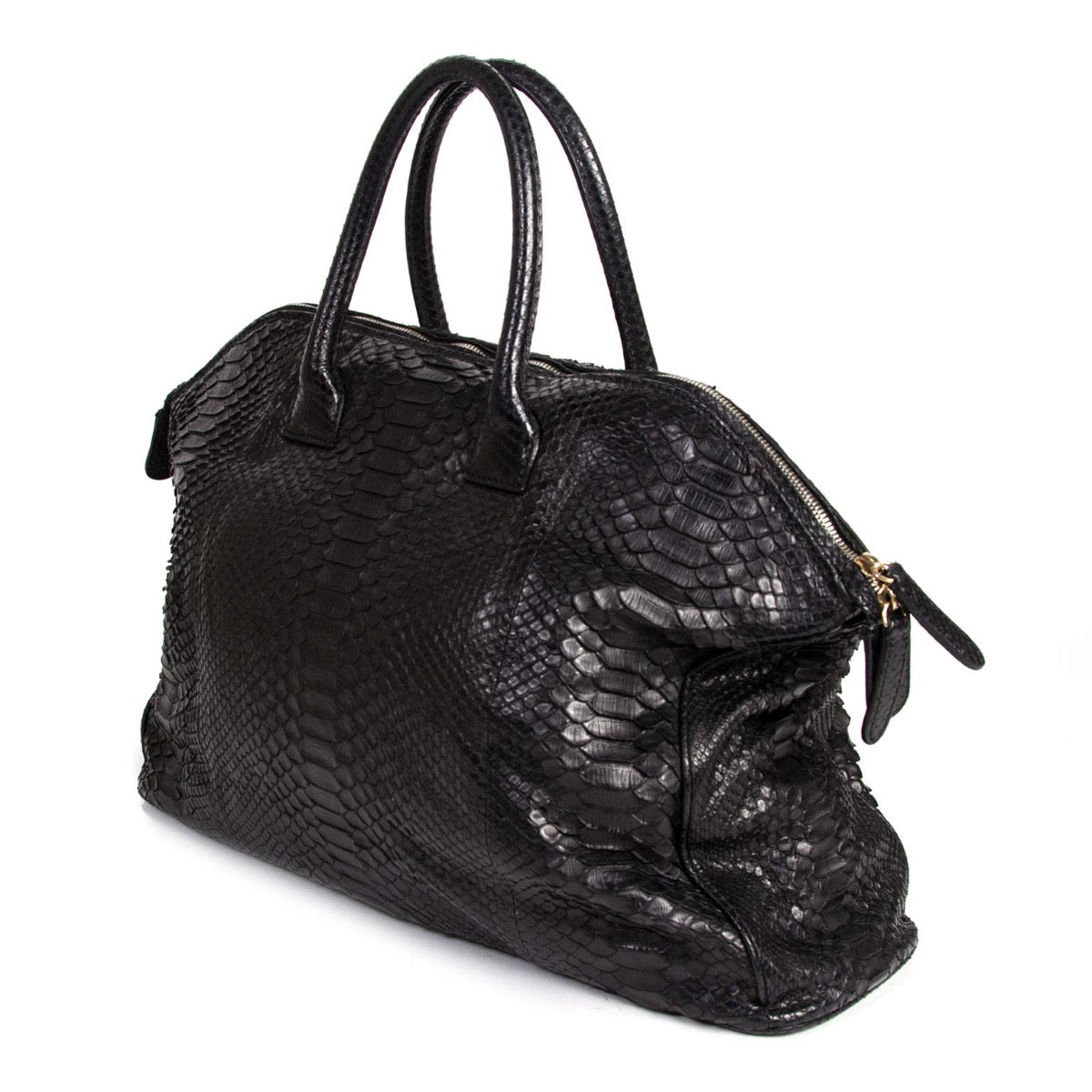 Koop en verkoop uw authentieke Zagliani Black Python Large Tomodachi Bowling Bag aan de beste prijs.