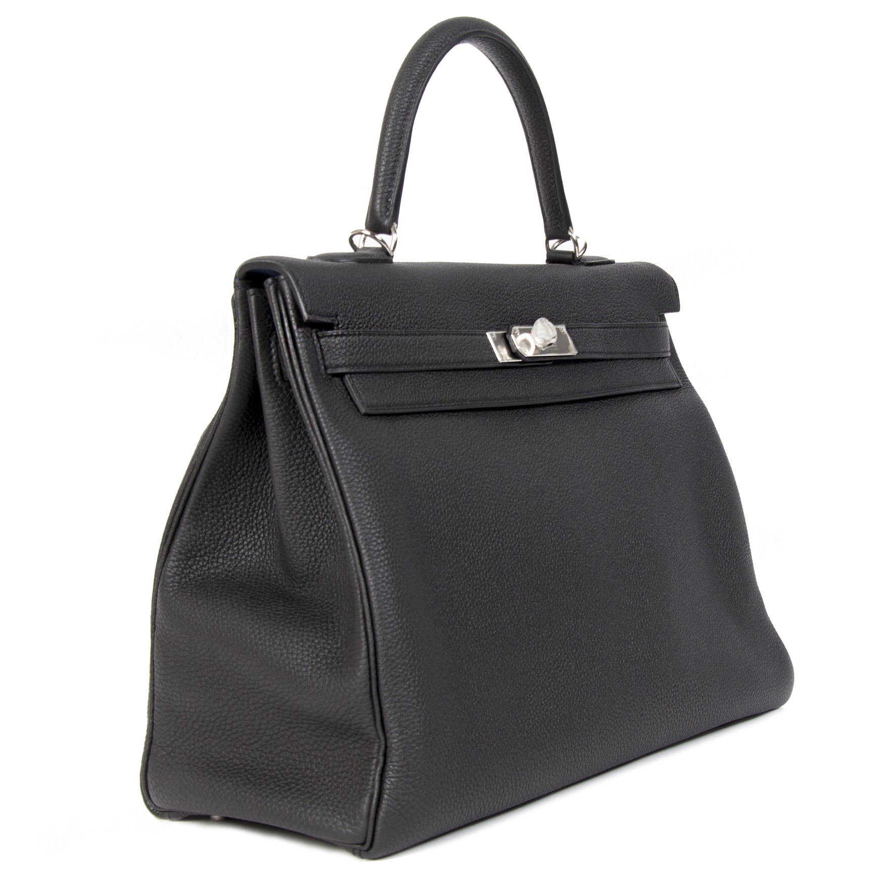 Hermès Kelly 35 Retourne Verso Noir & Bleu Agate Togo PHW