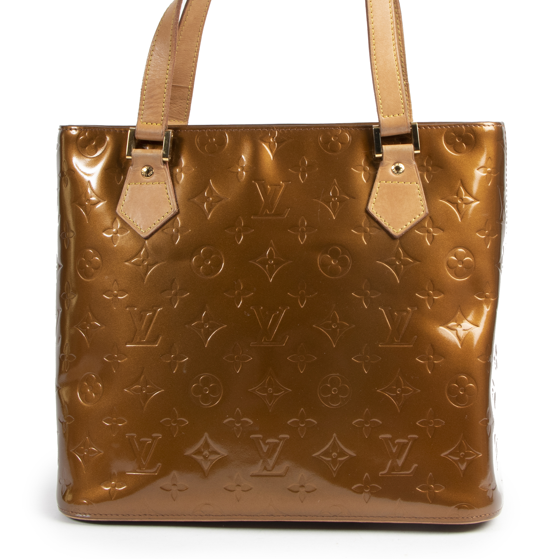 Louis Vuitton Brown Vernis Houston Beige Light brown Leather Patent leather  ref.653545 - Joli Closet