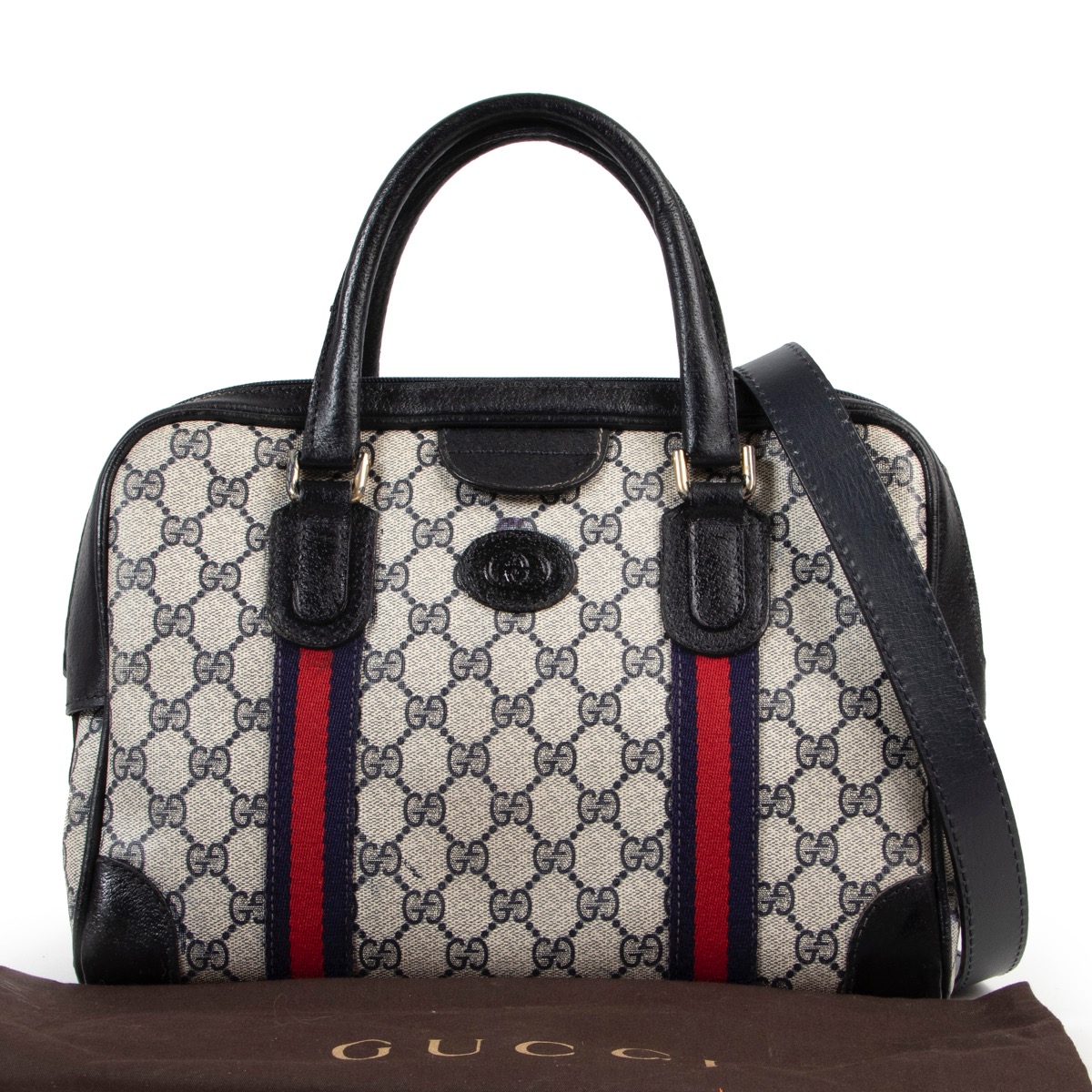 Vintage Gucci Handbag Boston Bag Shoulder Bag GG – Timeless