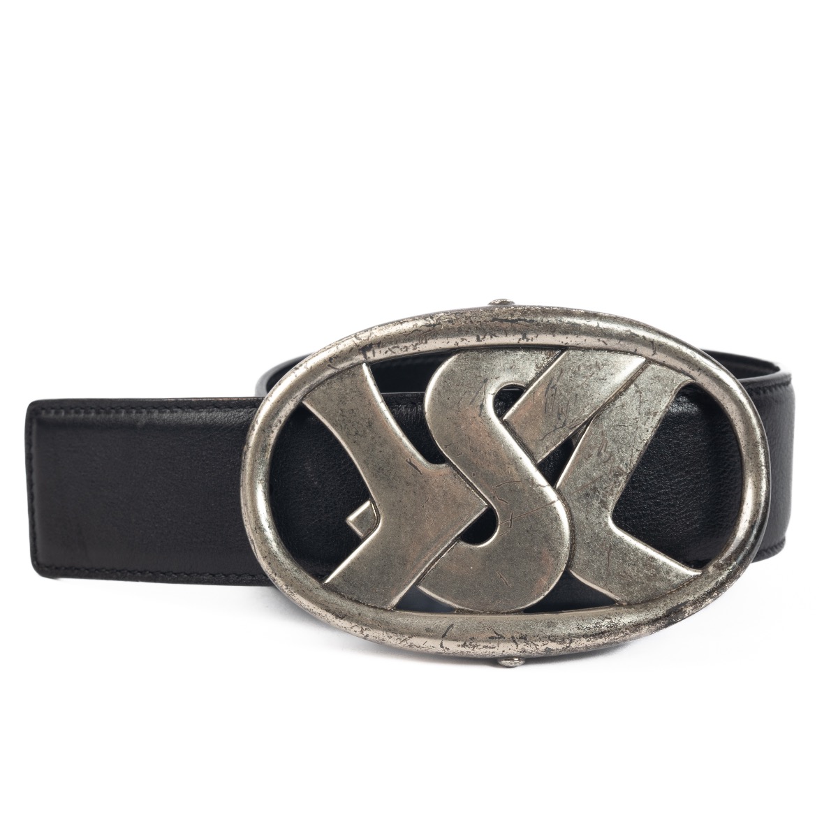 SAINT LAURENT BLACK LEATHER LOW YSL BELT – Baltini