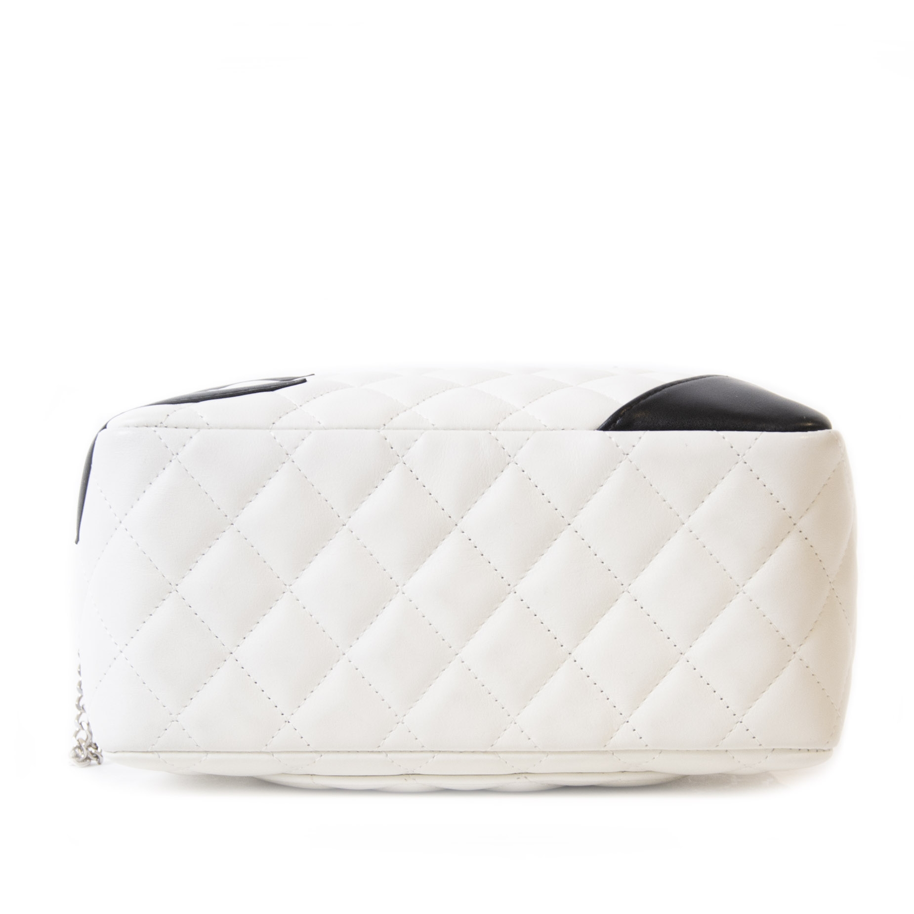 Chanel White Cambon Ligne Shoulder Bag Black Leather ref.602545