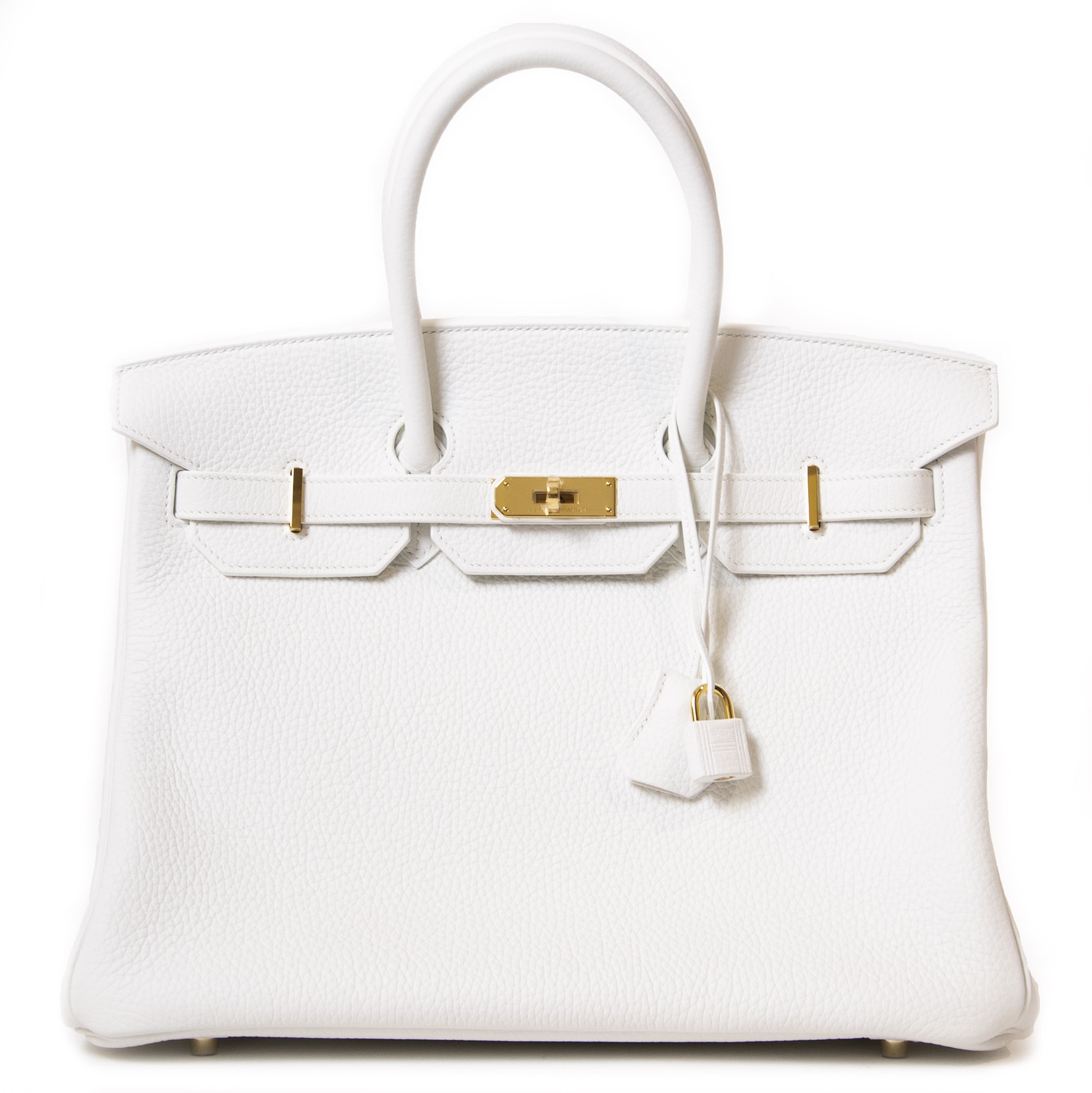 Pre-owned Hermes Birkin 35 White Clemence Gold Hardware