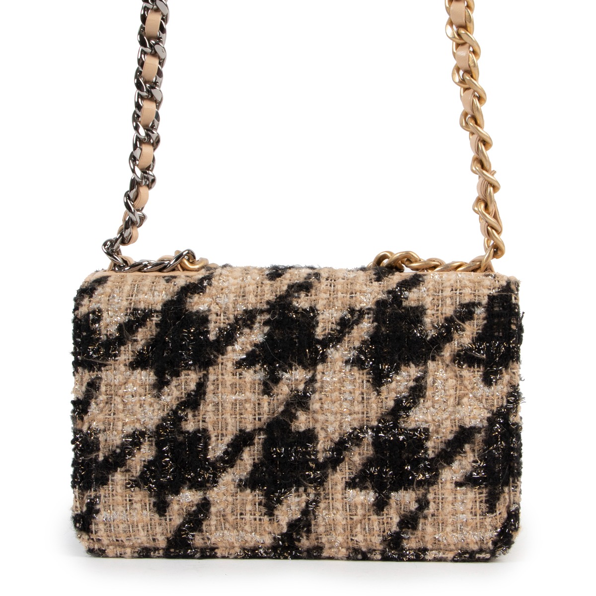 Chanel Beige And Black Houndstooth Tweed Chanel 19 WOC Wallet On Chain With  Pouch 2019 Available For Immediate Sale At Sothebys