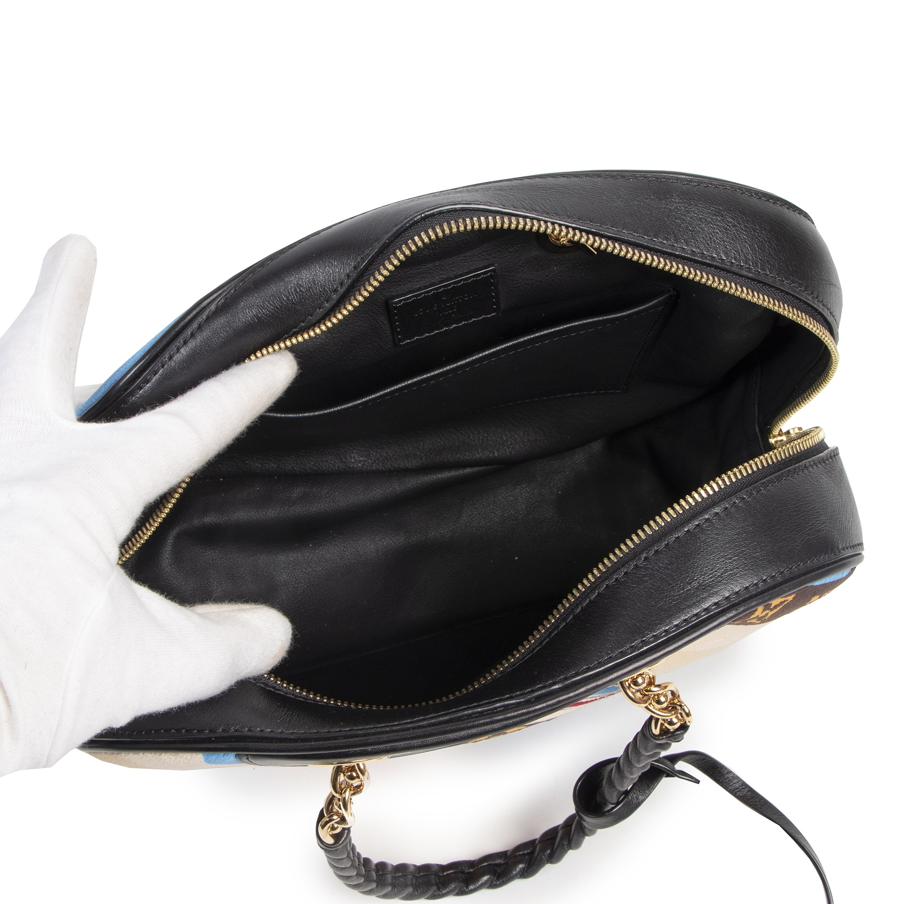 Limited Edition Black Leather and Velour Vanity Tuffetage Bowling