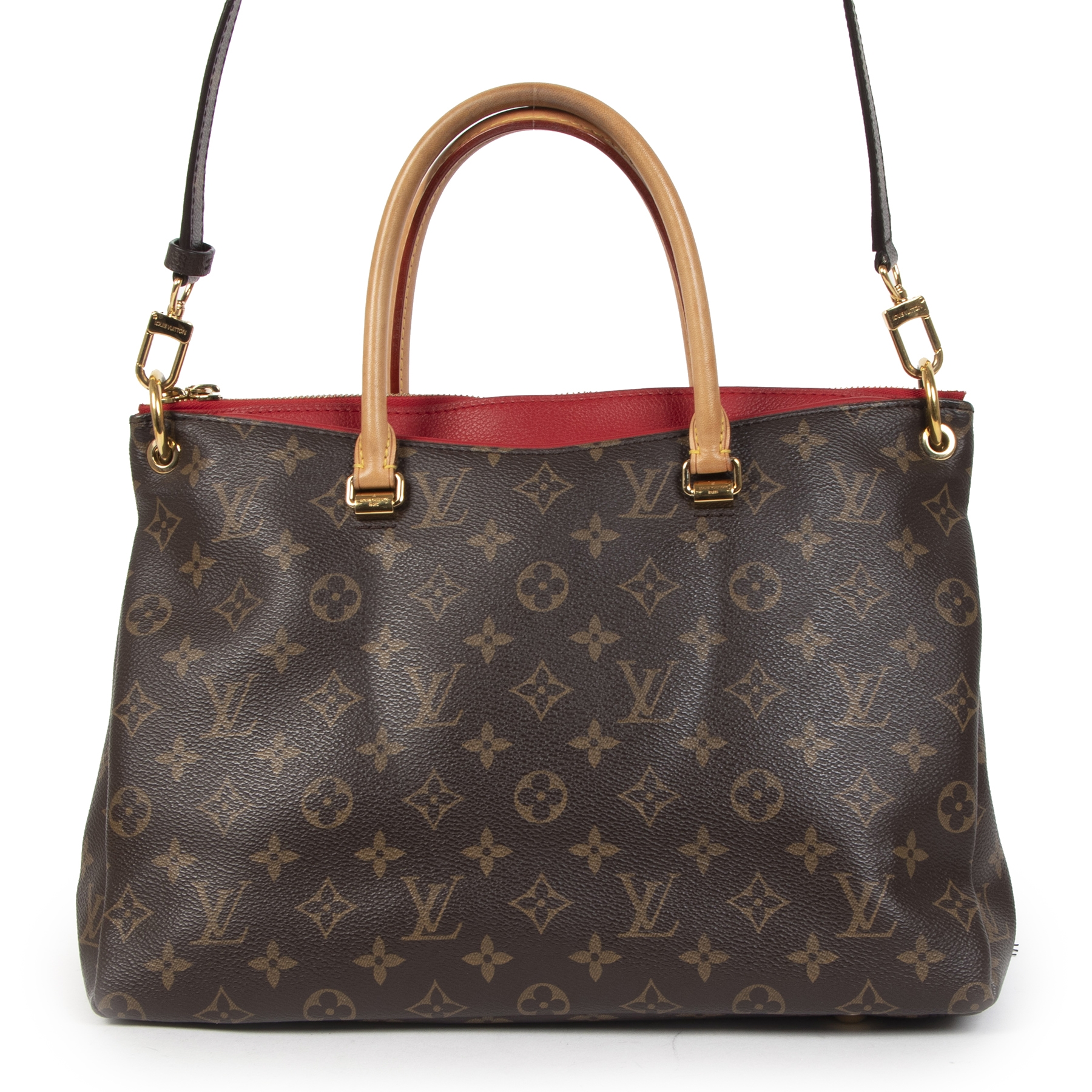 Louis Vuitton Bag PALLAS MM Monogram calf leather Black Handbag Added  InsertA962
