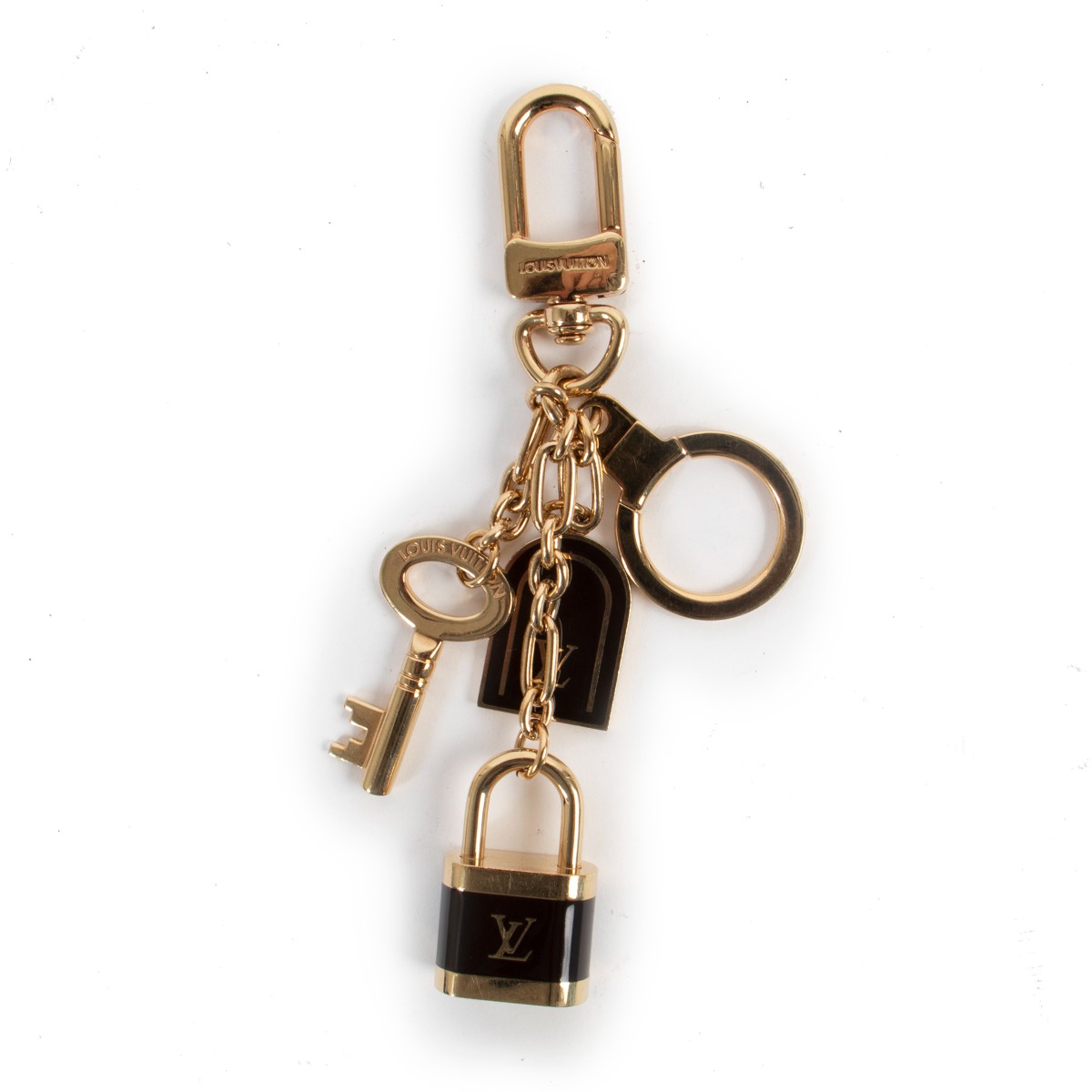 Louis Vuitton Gold & Black Enamel LV Capucines Bag Charm and Key Holde – On  Que Style