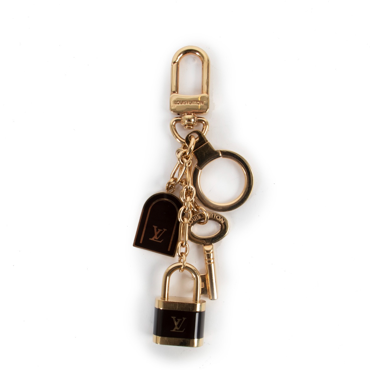 Leather bag charm Louis Vuitton Gold in Leather - 27825438