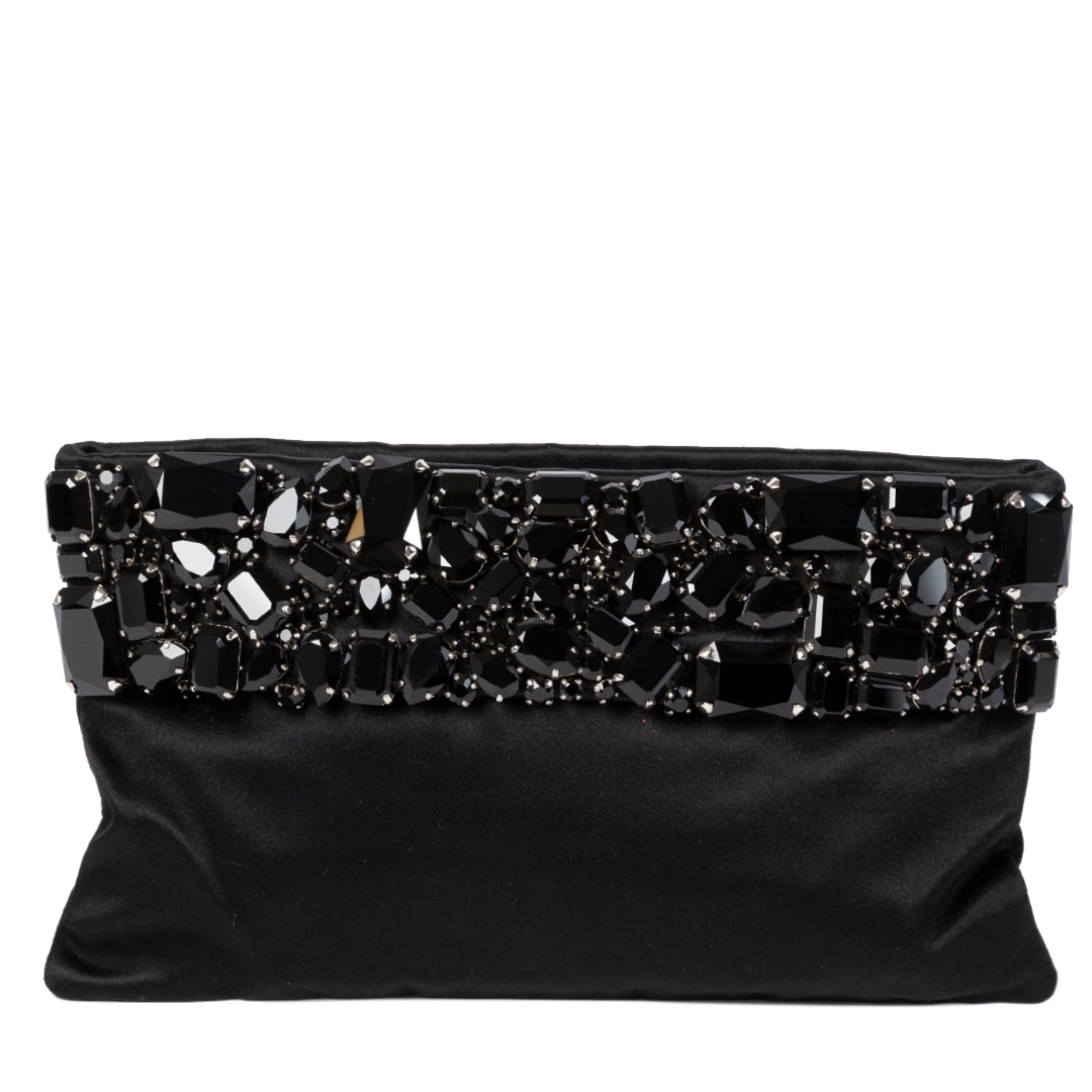 Prada Black Raso Jeweled Satin Clutch Labellov Buy and Sell