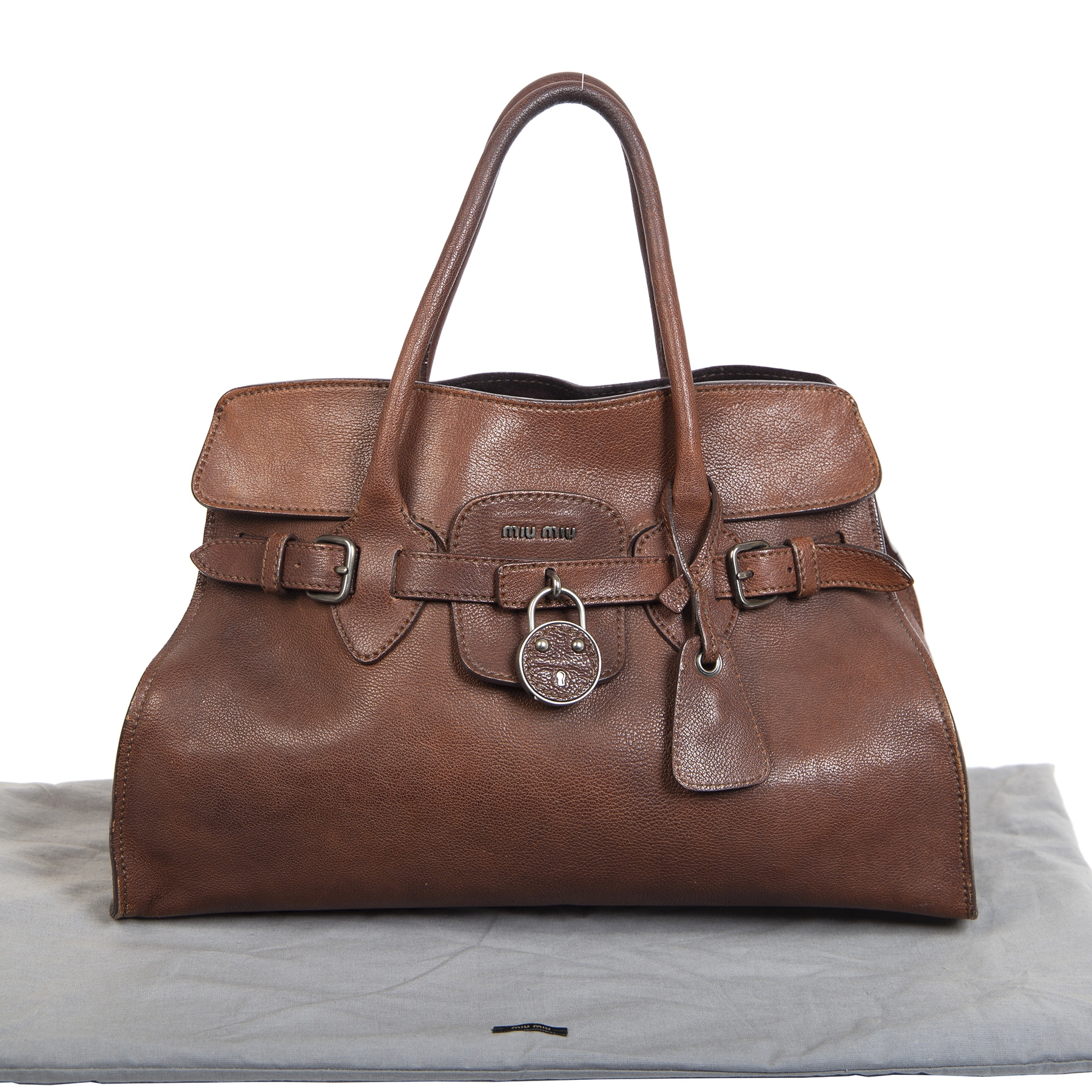 Brown Miu Miu Leather Satchel Bag