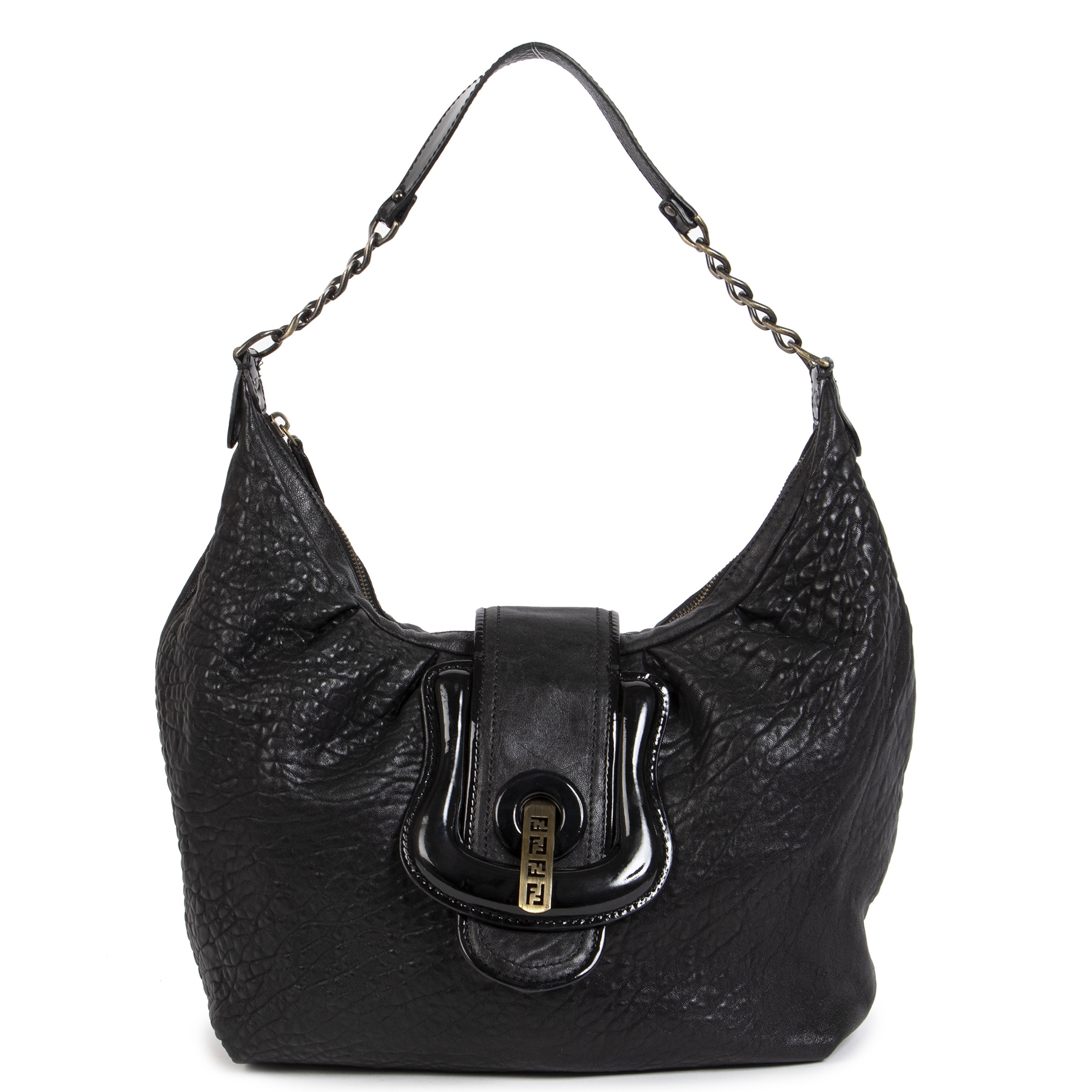 Fendi Black Leather B Buckle Shoulder Bag Labellov Buy and