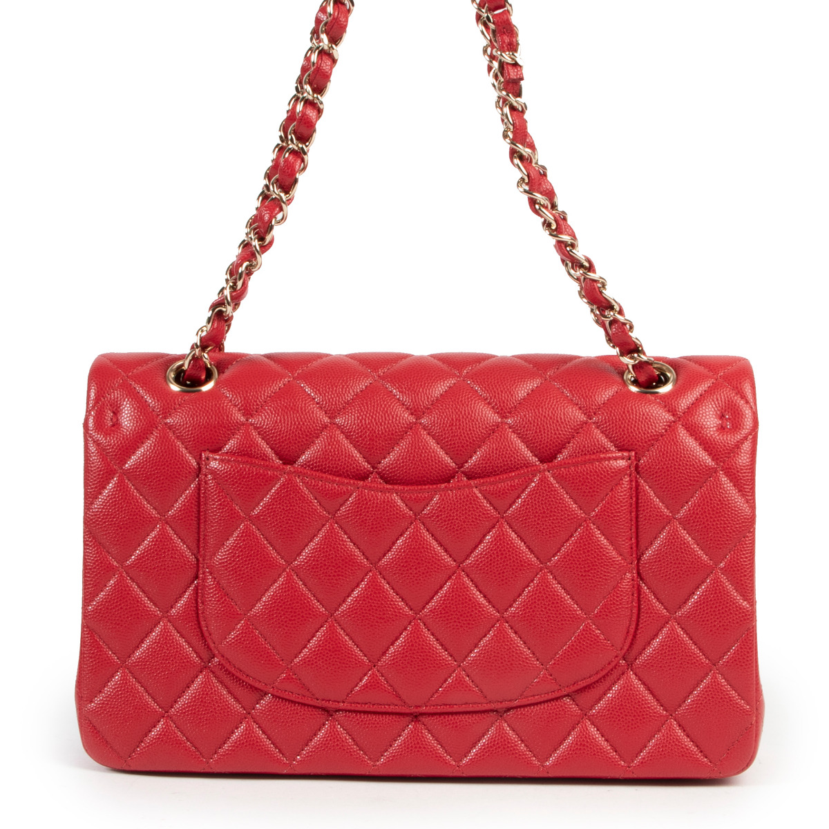CHANEL Lambskin Quilted Medium Double Flap Red 1369677 | FASHIONPHILE