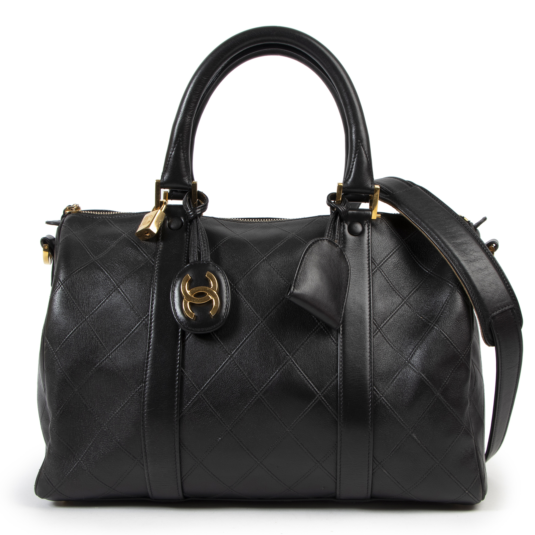 Chanel Black Leather Boston Bag ○ Labellov ○ Buy and Sell Authentic Luxury