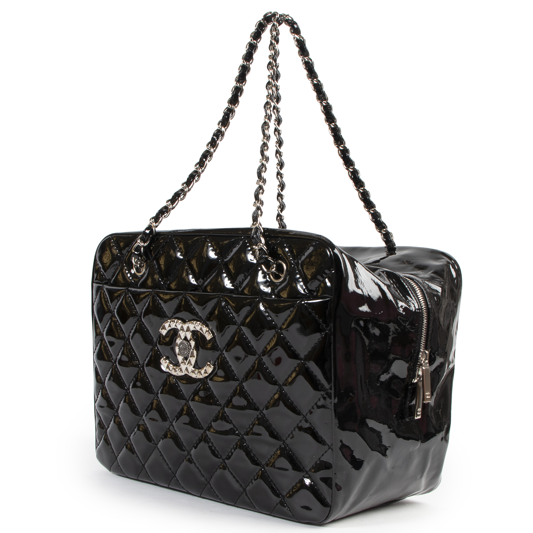 Chanel Black Quilted Patent Leather Shoulder Bag Q6B05927KB009