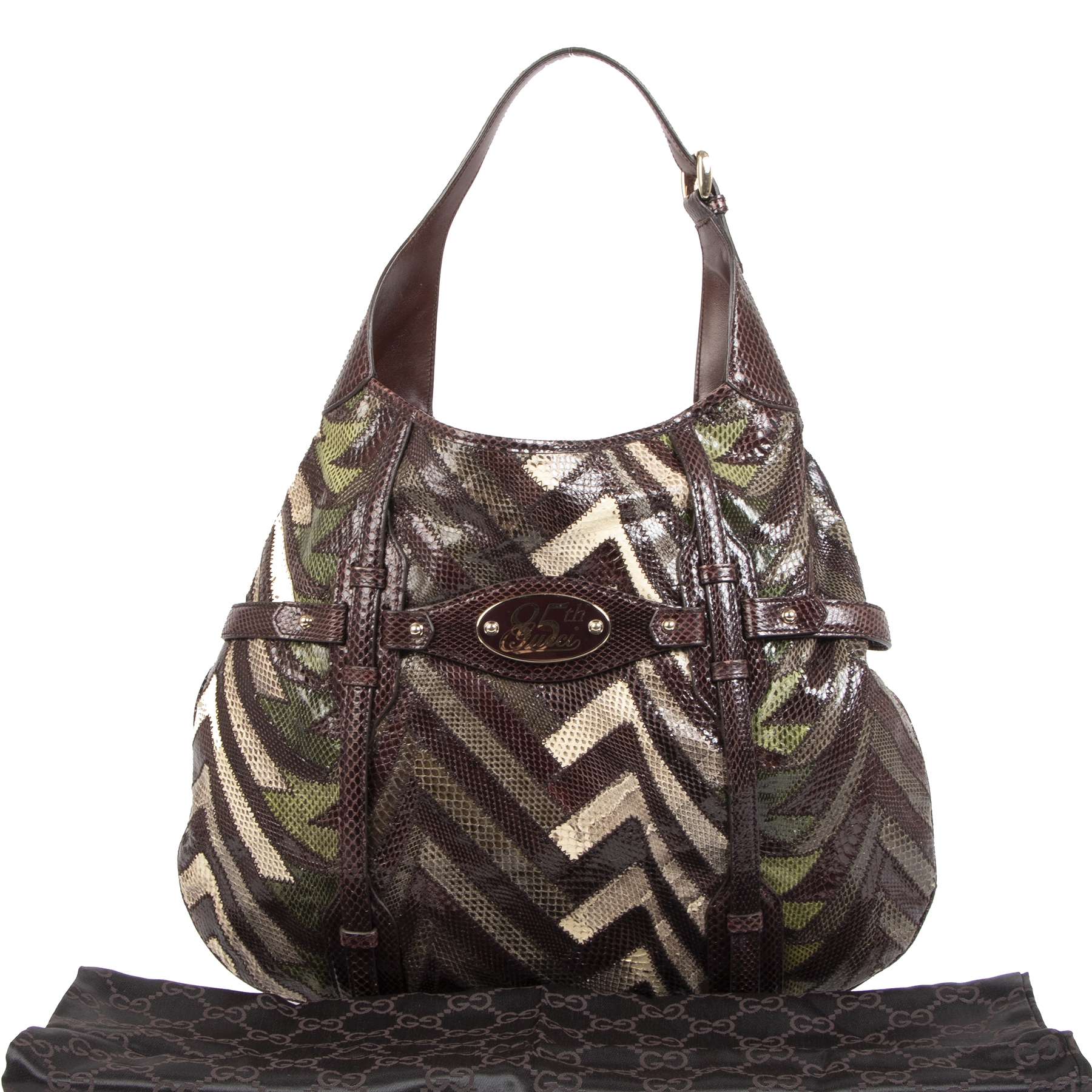 Gucci, Bags, Authentic Gucci Brown Python 85th Horsebit Hobo Large Bag