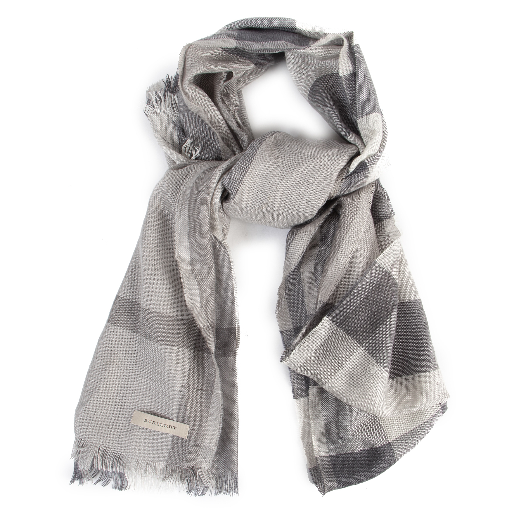 Burberry Silk Cashmere Grey Checked Scarf ○ Labellov ○ Buy and Sell  Authentic Luxury