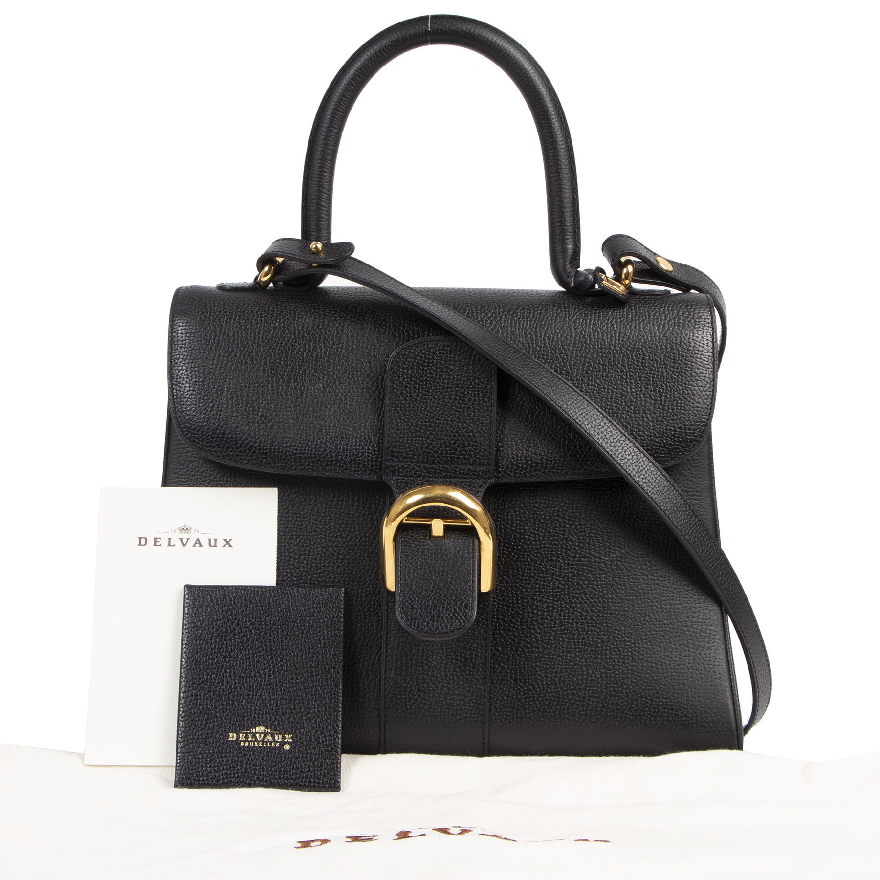 Delvaux Black Brillant MM Bag + Strap ○ Labellov ○ Buy and Sell