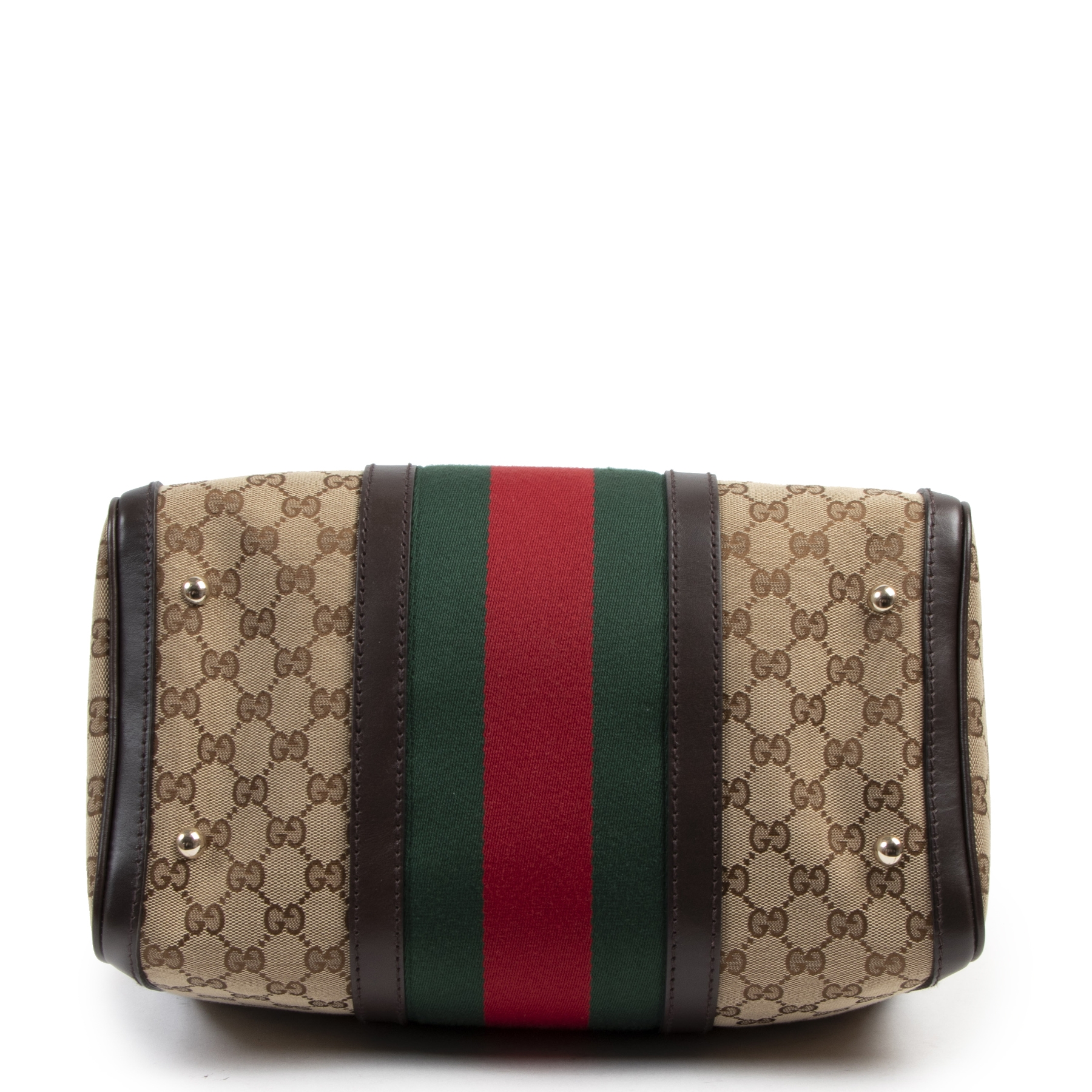 Gucci Original GG Vintage Web Boston Bag ○ Labellov ○ Buy and