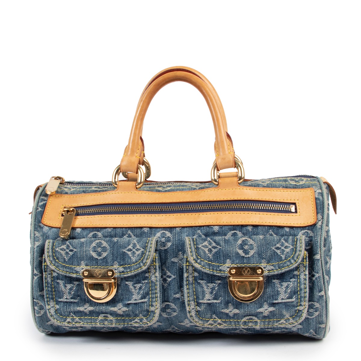 Louis Vuitton - Authenticated Néo Speedy Handbag - Denim - Jeans Blue for Women, Very Good Condition