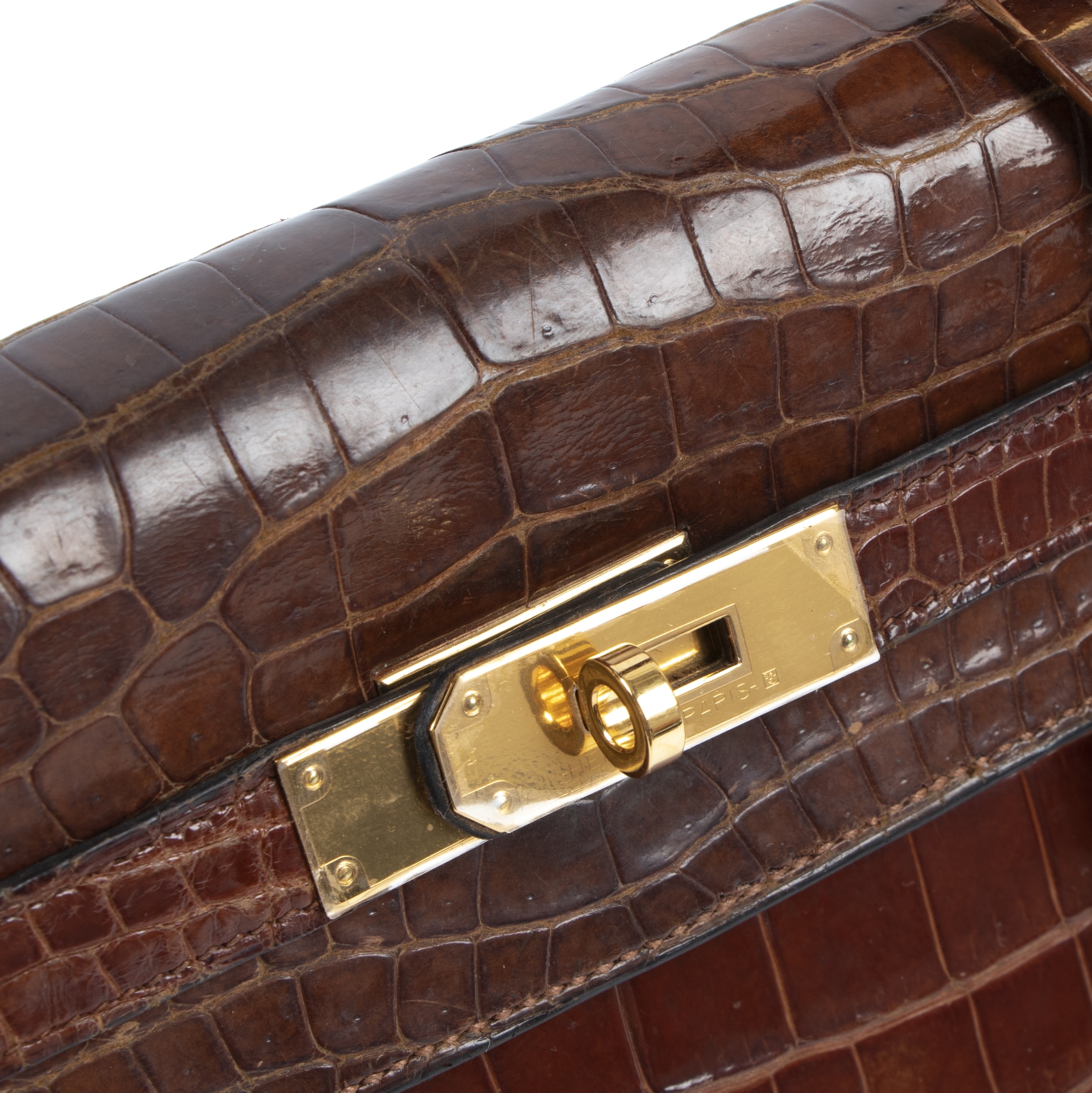 Hermès Kelly Cut Miel Crocodile Niloticus Lisse Gold Hardware GHW