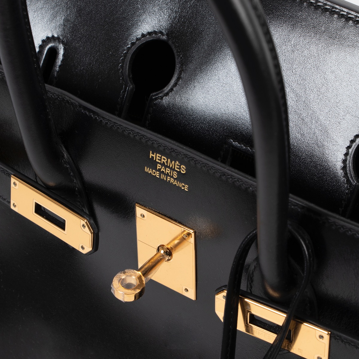 Hermès Birkin 35 in Black Box Calf Leather with 24 karat gold