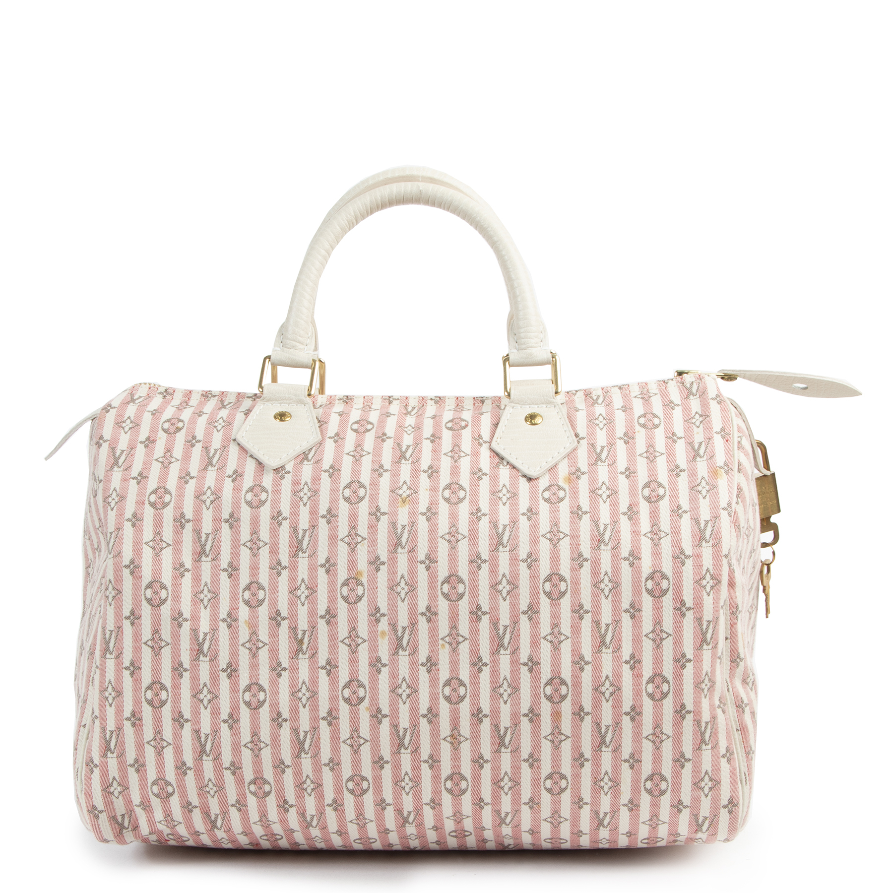 Louis Vuitton Pink/White Monogram Mini Lin Croisette Speedy 30 Bag