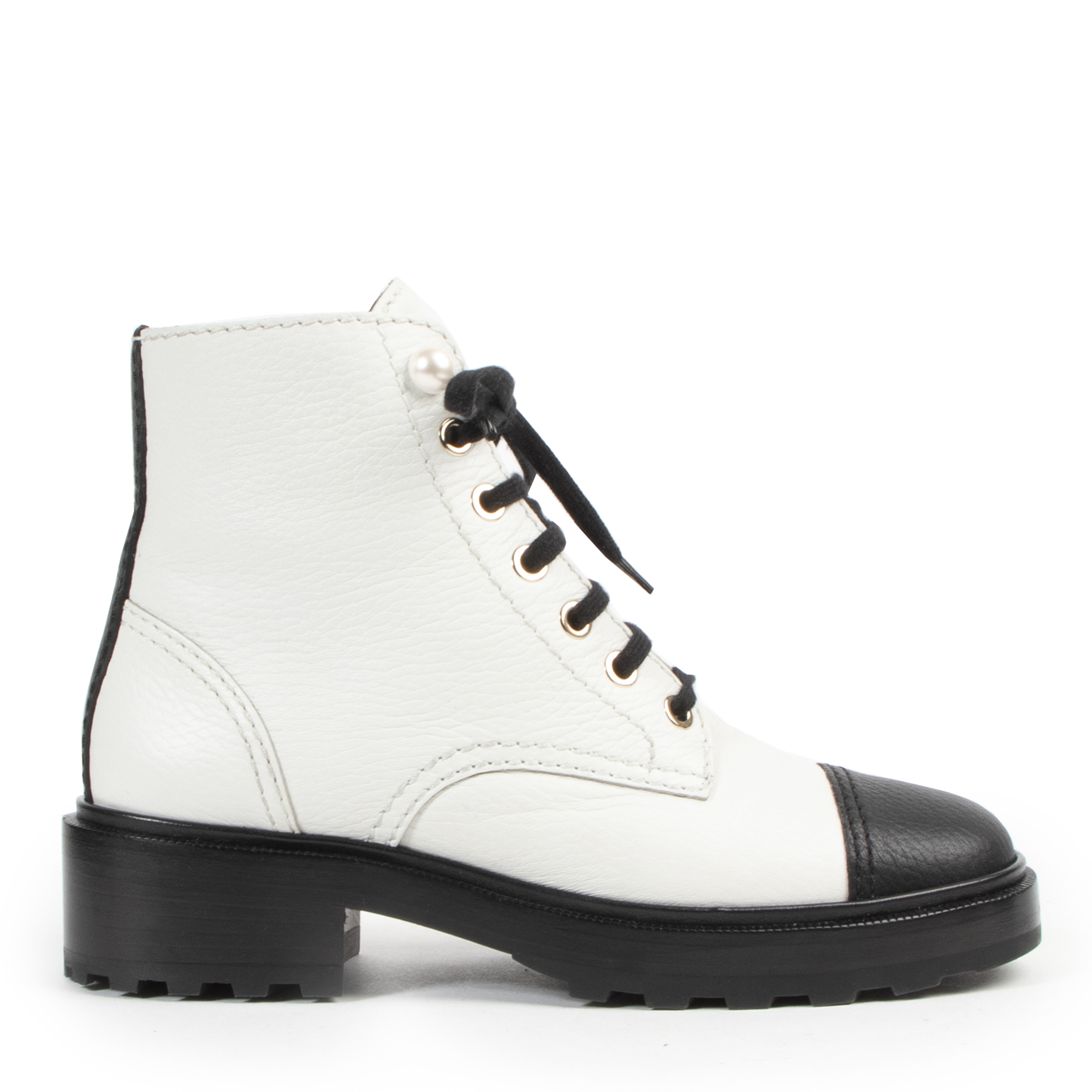 Chanel Black and White Combat Boots - size  ○ Labellov ○ Buy and Sell  Authentic Luxury